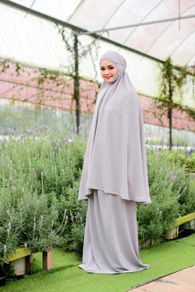 Telekung Cey Light Grey